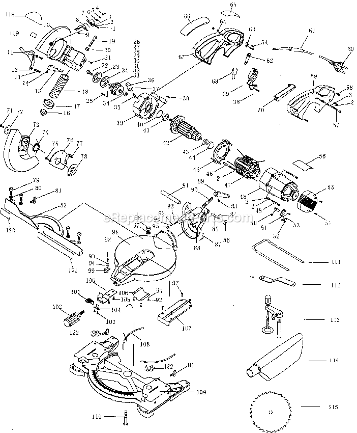 Black and Decker BT1400-AR (Type 1) 10 Miter Saw Power Tool Page A Diagram